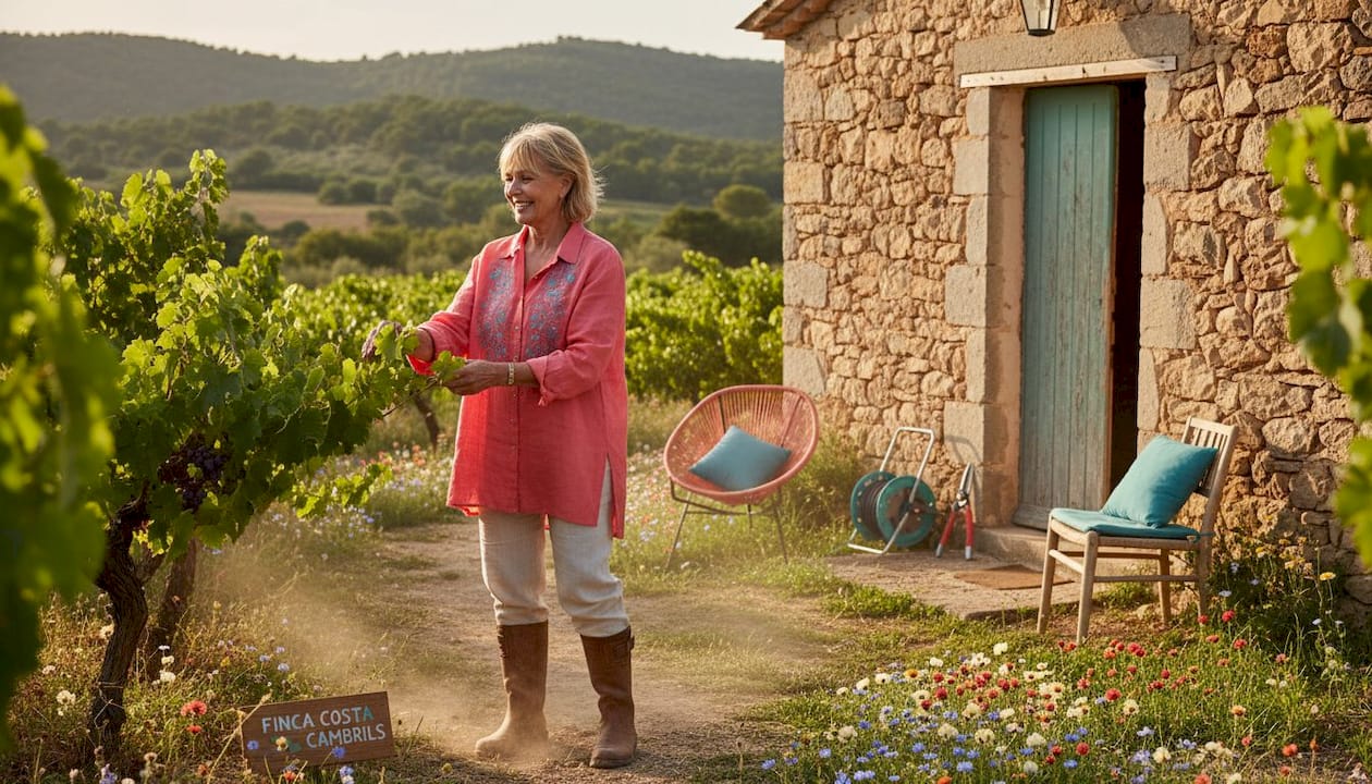 Woman walking on Costa Dorada rural finca estate
