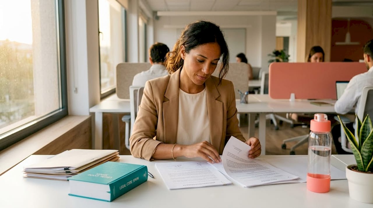 Lawyer reviewing legal property paperwork
