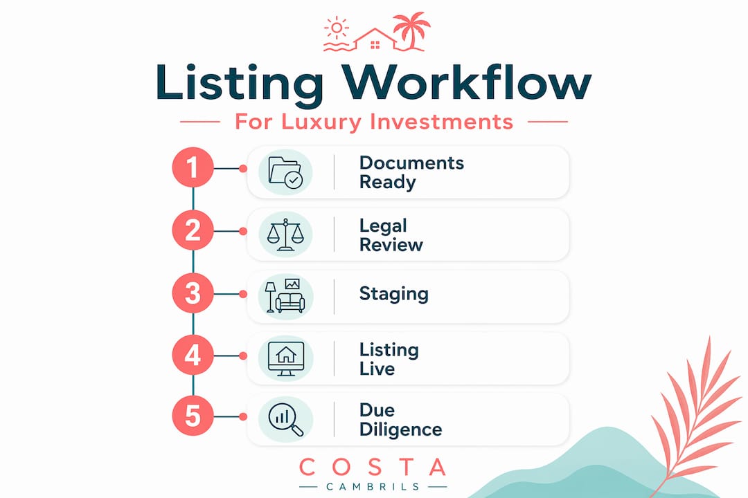 Infographic outlining luxury property listing workflow