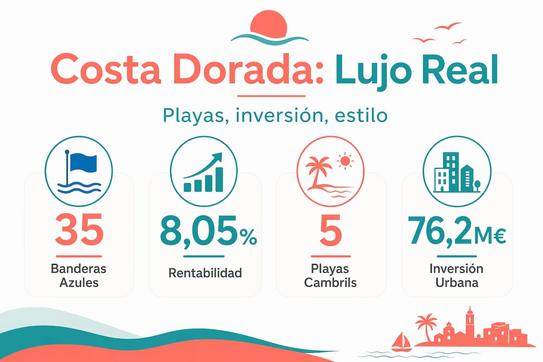 Infografía sobre el lujo en la Costa Dorada: datos imprescindibles