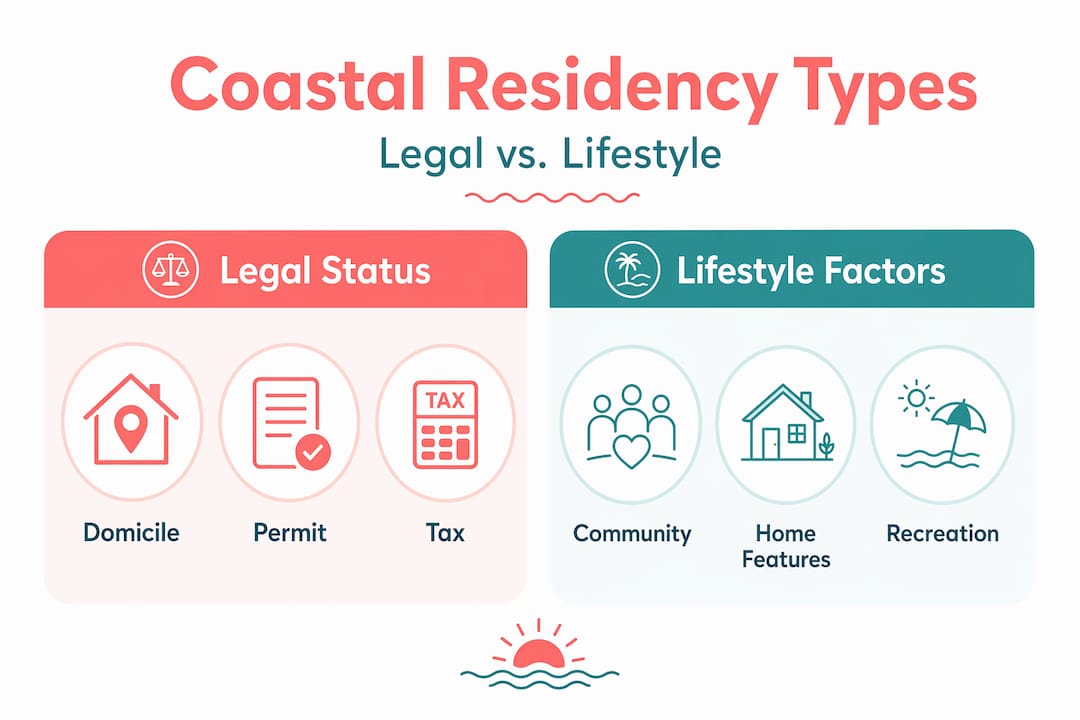 Infographic comparing legal and lifestyle coastal residency