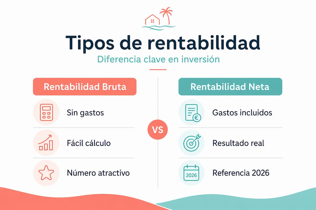 Infografía: diferencias clave entre rentabilidad bruta y neta