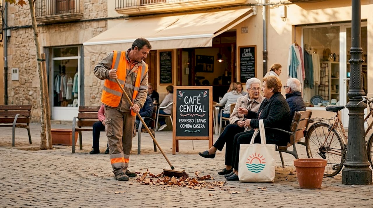 Calafell plaza with visible year-round services