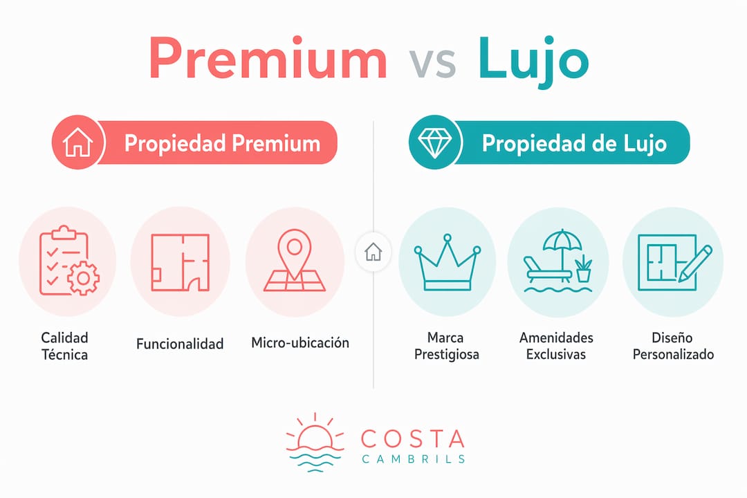 Infografía: diferencias clave entre viviendas premium y propiedades de lujo