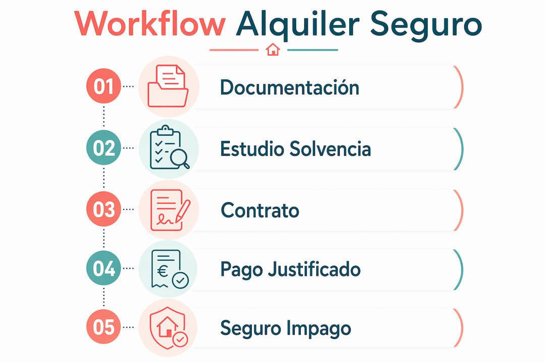 Infografía que muestra el proceso para alquilar de forma segura paso a paso
