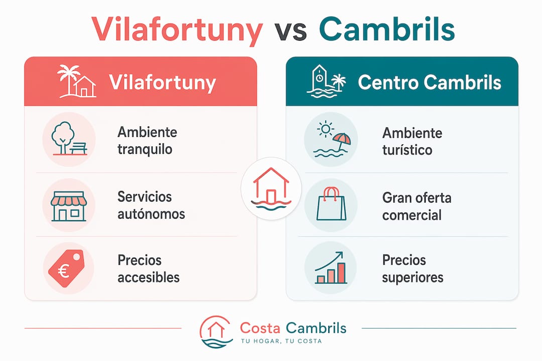 Comparativa visual entre Vilafortuny y el centro de Cambrils
