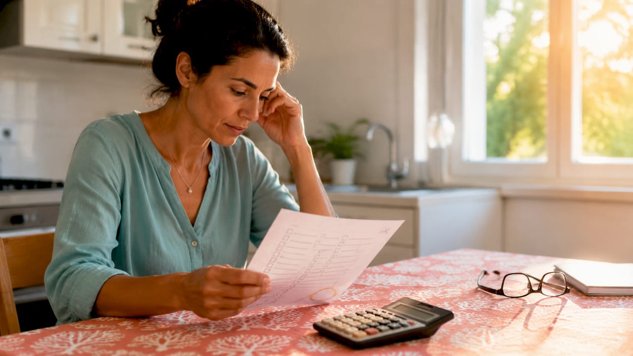 Home buying checklist with calculator and glasses