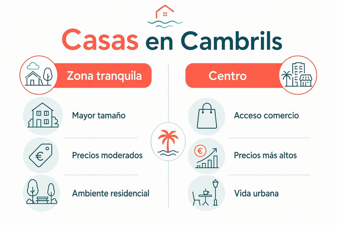 Comparativa visual: vida en el centro de Cambrils vs. zonas residenciales tranquilas