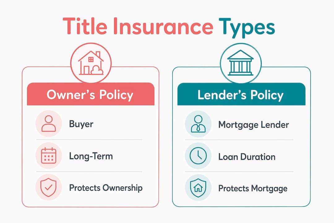 Infographic comparing owner's and lender's title insurance types