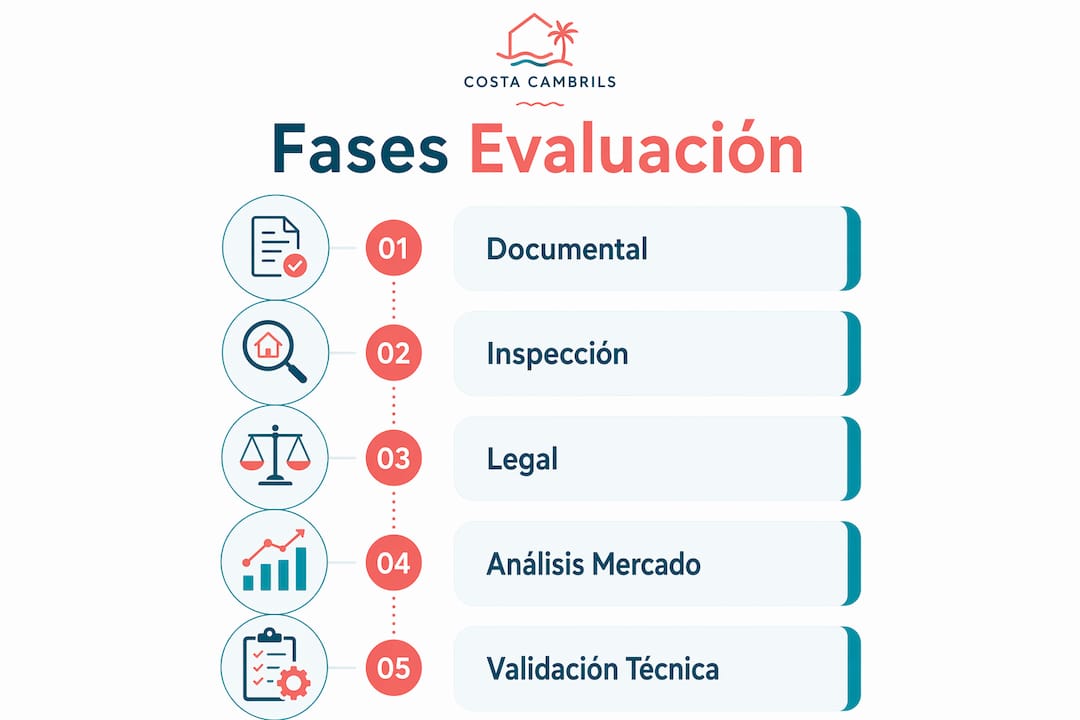 Infografía que resume de forma clara las etapas clave en una valoración inmobiliaria integral