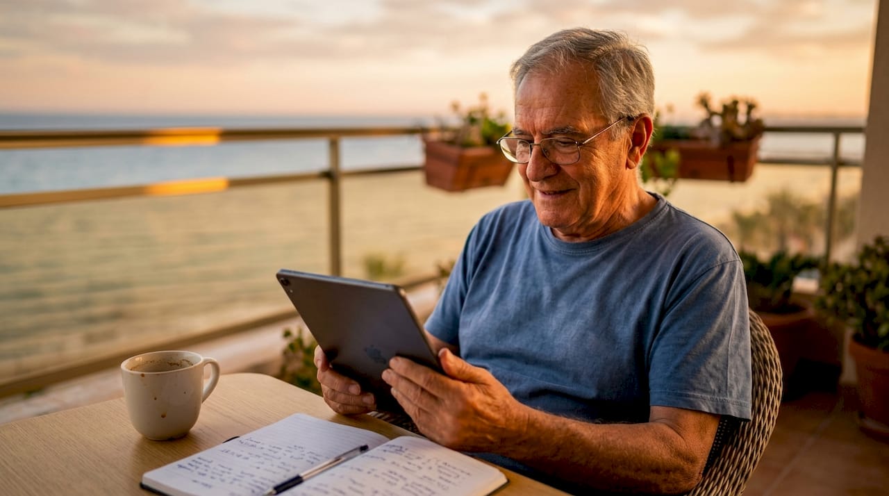 Hombre revisando el mercado inmobiliario desde su tablet