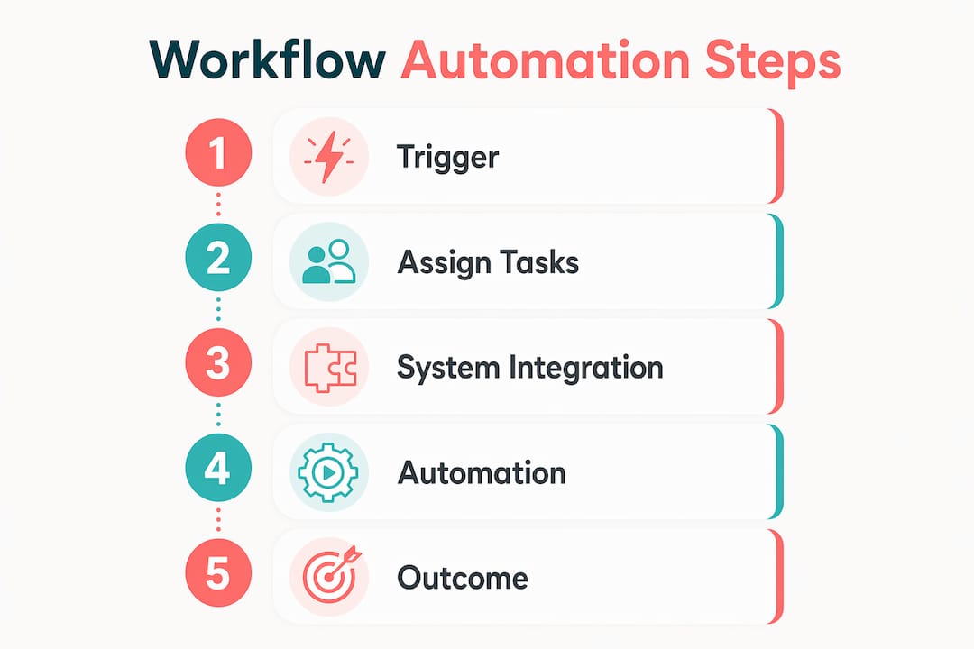 Infographic showing property management workflow automation steps