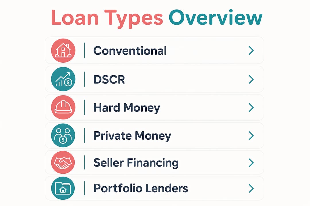 Infographic illustrating main types of investment property loans