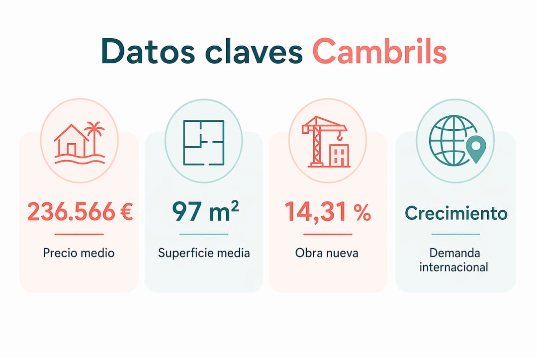 Infografía con los principales datos del sector inmobiliario en Cambrils