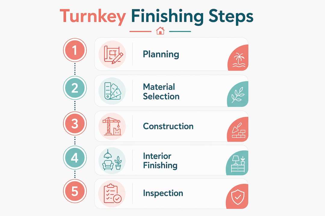 Infographic showing turnkey finishing process steps