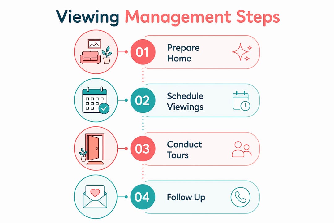 Infographic showing steps to manage property viewings