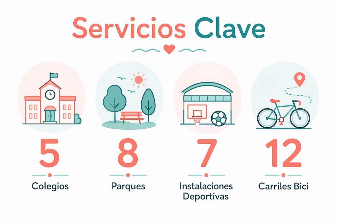 Infografía con datos destacados sobre los servicios disponibles para familias en Cambrils