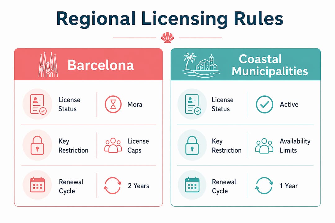 Infographic comparing regional tourist rental license rules