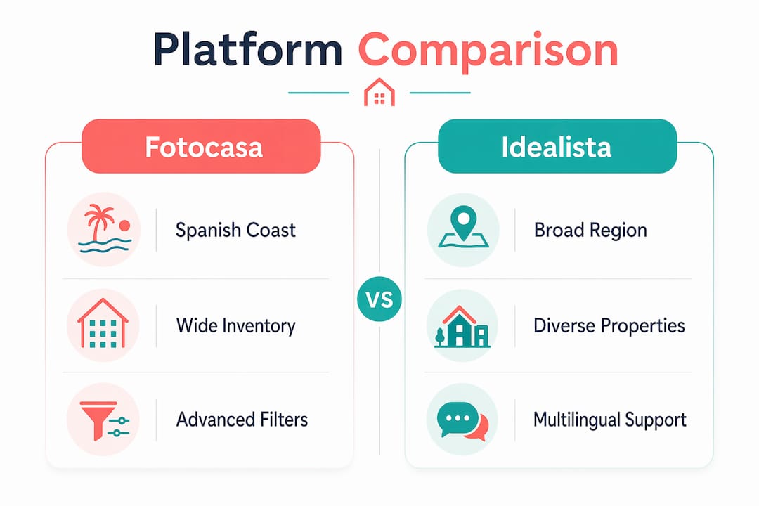 Infographic comparing Fotocasa and Idealista platforms
