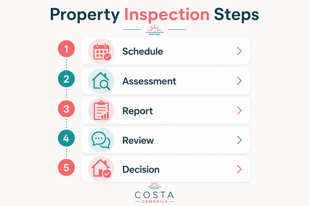 Infographic showing five key property inspection steps