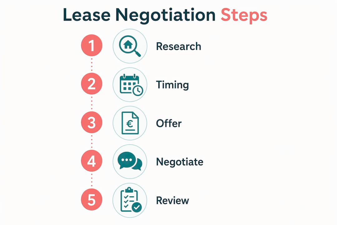 Infographic outlining lease negotiation steps
