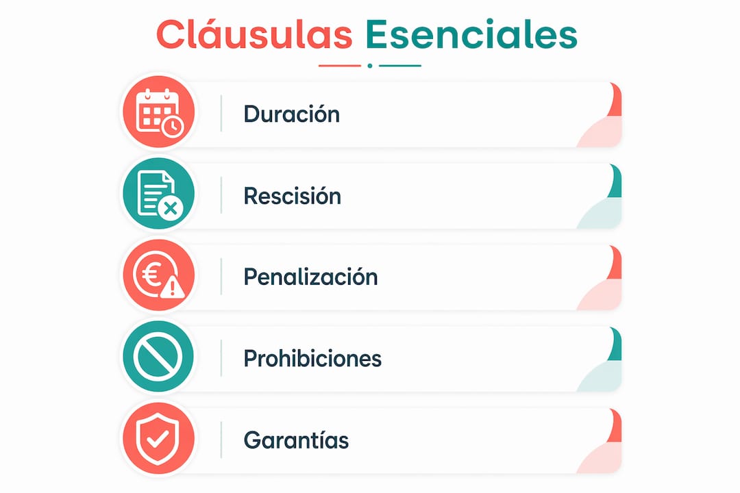 Infografía con las cláusulas más importantes que debes incluir en un contrato de alquiler exclusivo