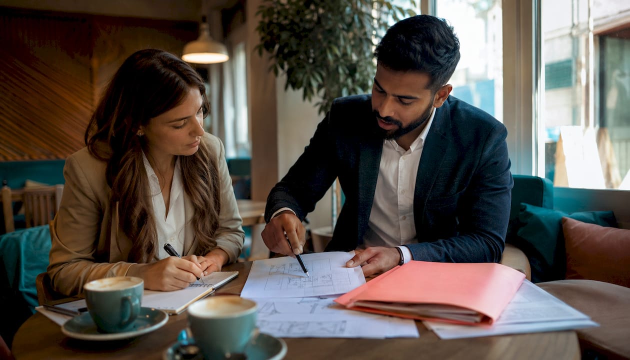 Agents reviewing renovation budget documents