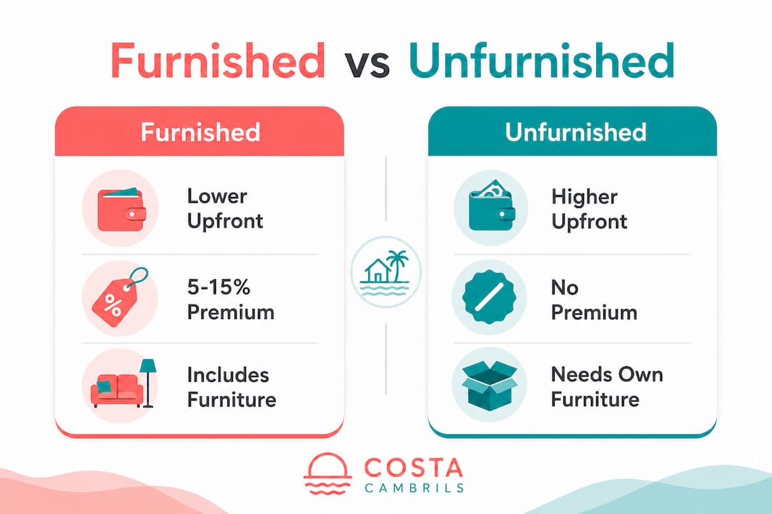 Infographic comparing furnished and unfurnished rental benefits