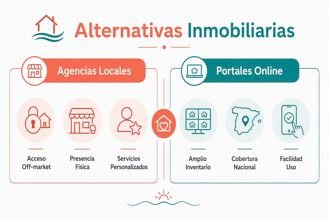 Infografía: diferencias entre agencias inmobiliarias tradicionales y plataformas online