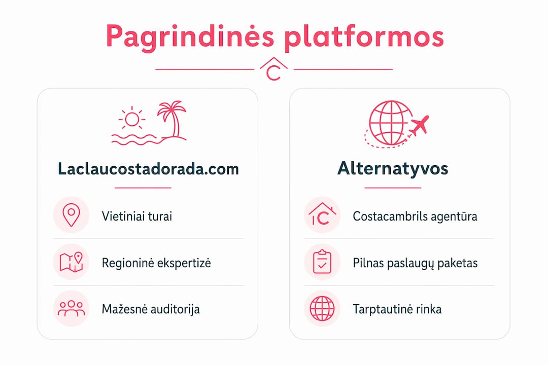 Pagrindinių nekilnojamojo turto platformų palyginimo infografikas