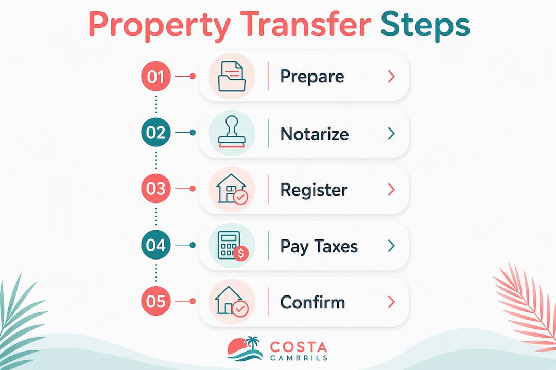 Infographic showing property transfer steps