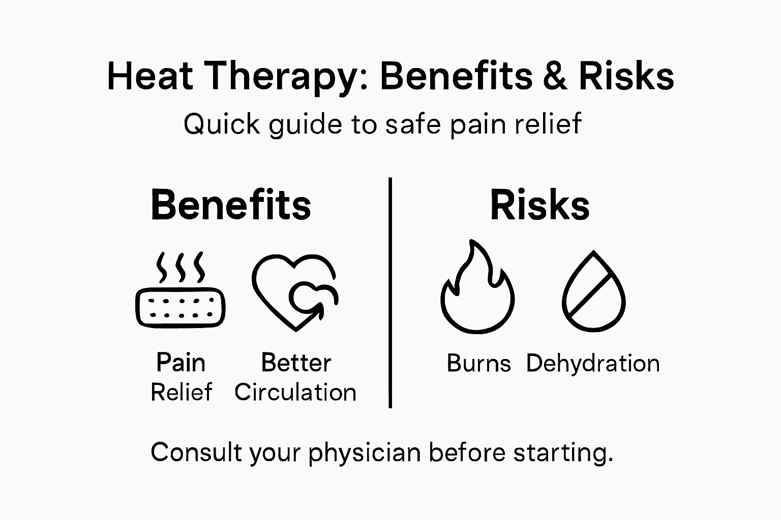 Infographic showing heat therapy benefits and risks