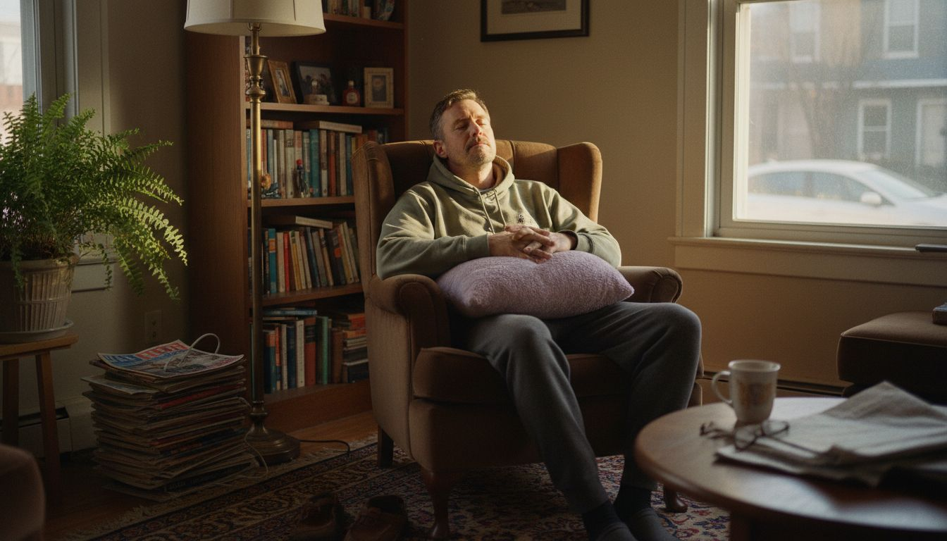Man relaxing in personalized relaxation space