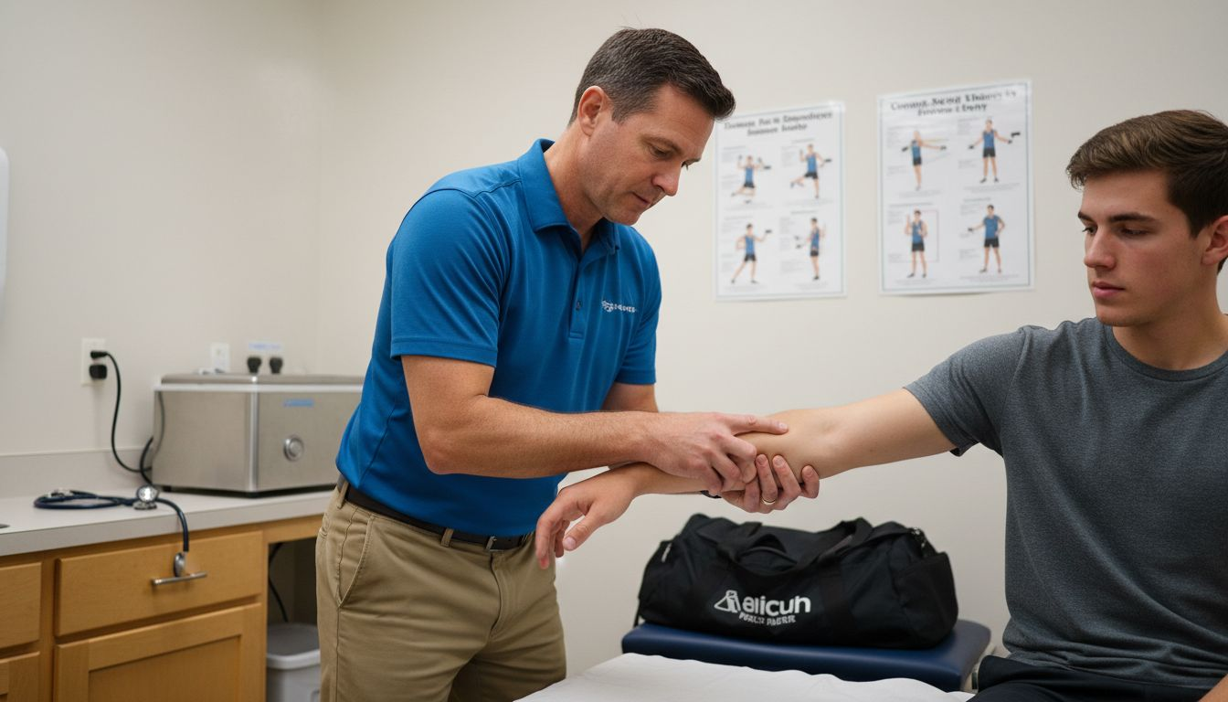 Therapist demonstrating manual body therapy technique