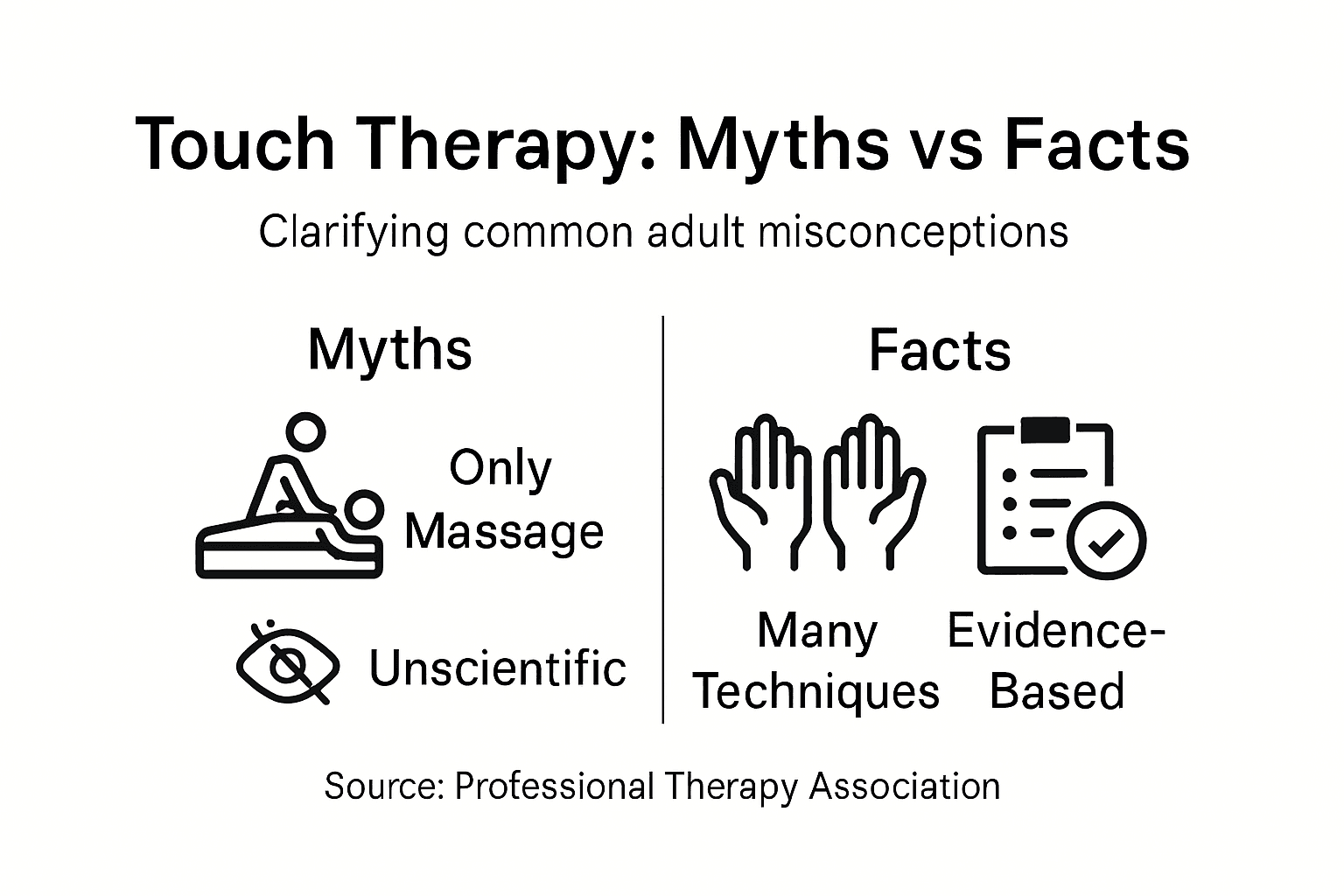 Infographic showing myths and facts about touch therapy