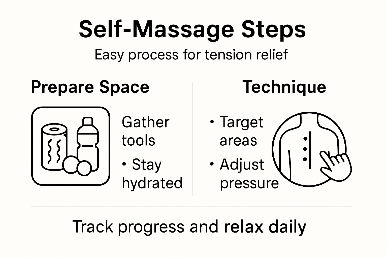Infographic self-massage steps and categories