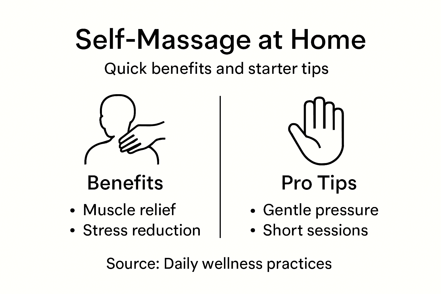 Infographic with key self-massage tips and benefits
