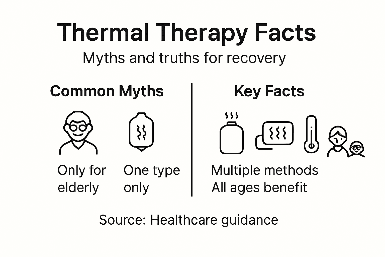 Infographic showing myths versus facts of thermal therapy