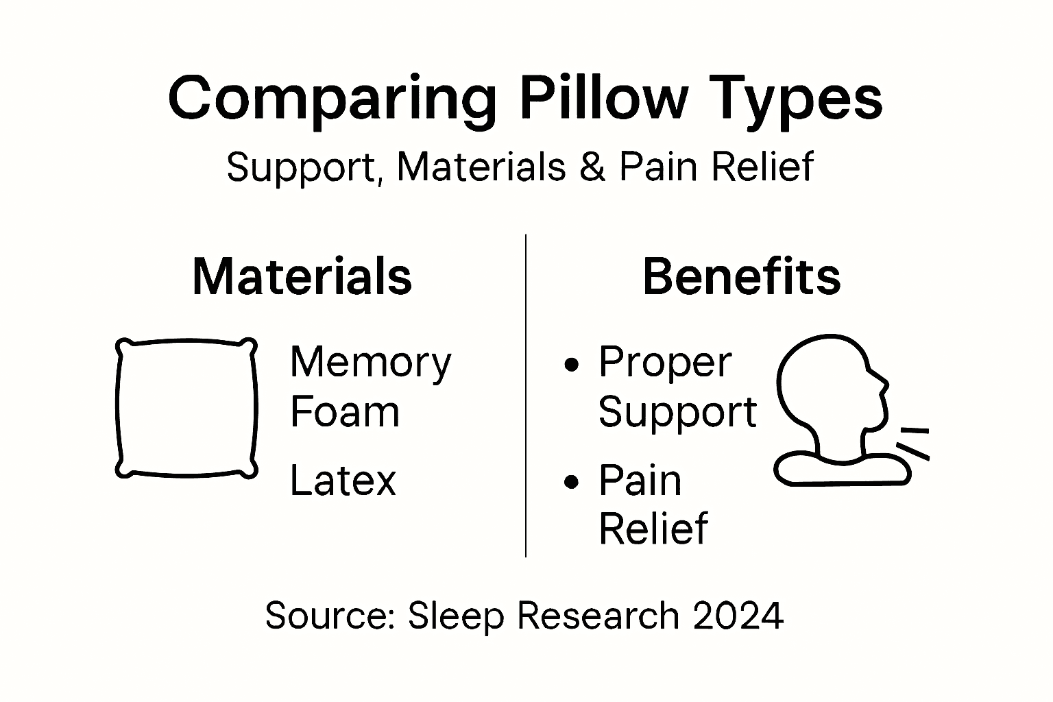 Infographic showing pillow types and support benefits