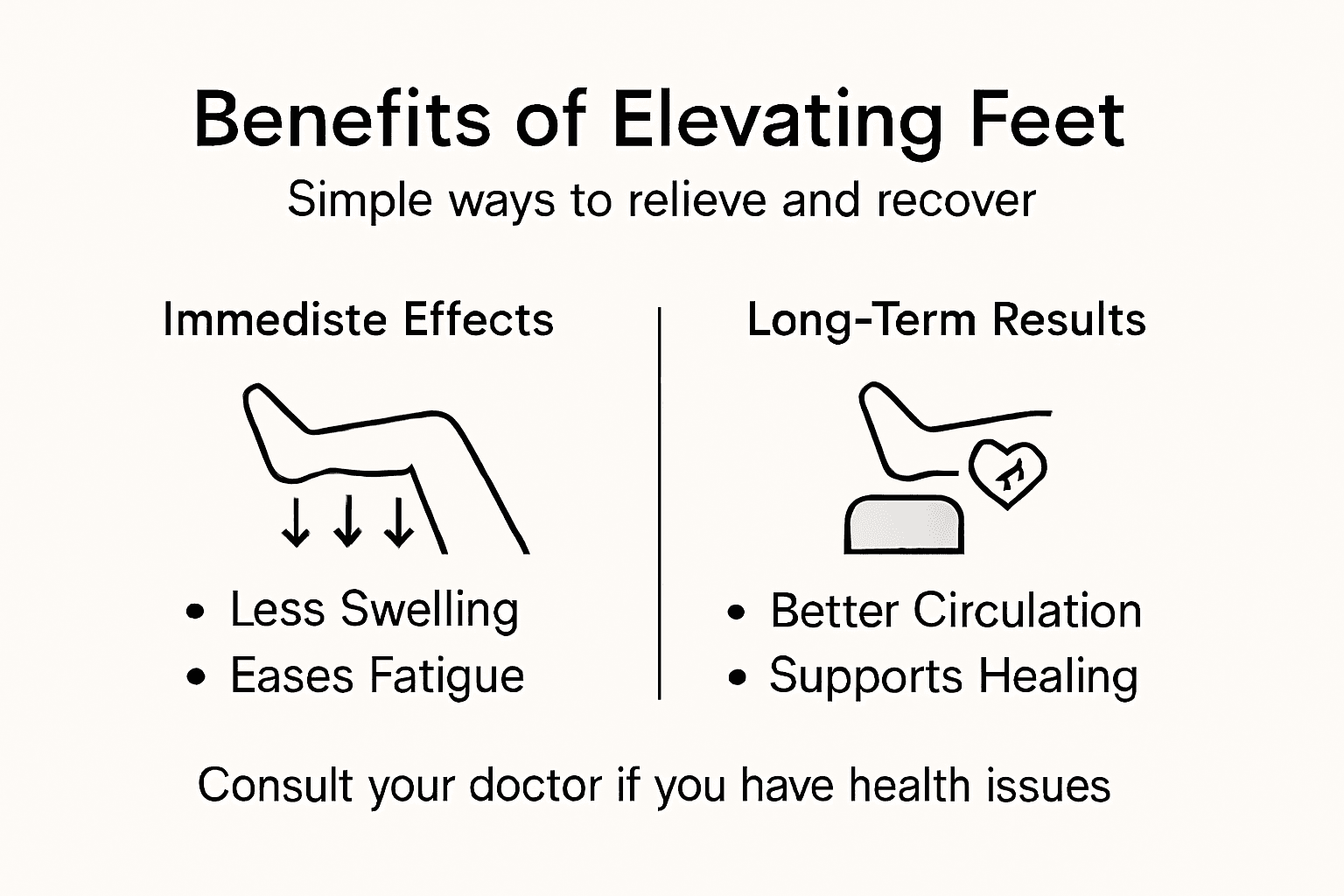 Infographic showing benefits and techniques of foot elevation