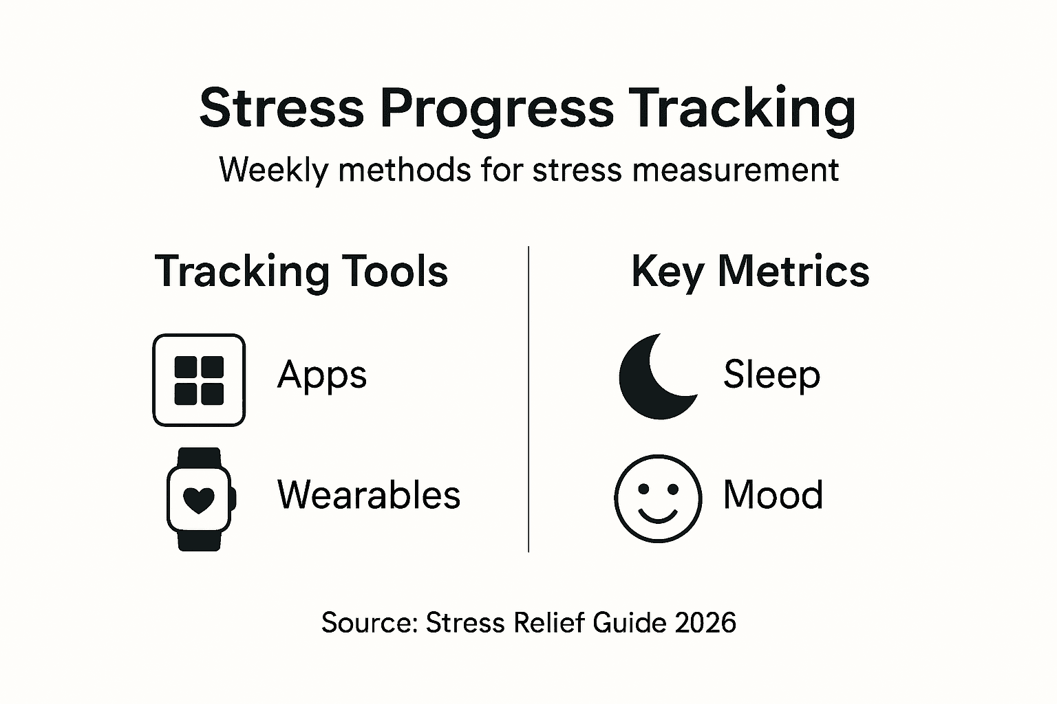 Infographic showing stress tracking tools and metrics