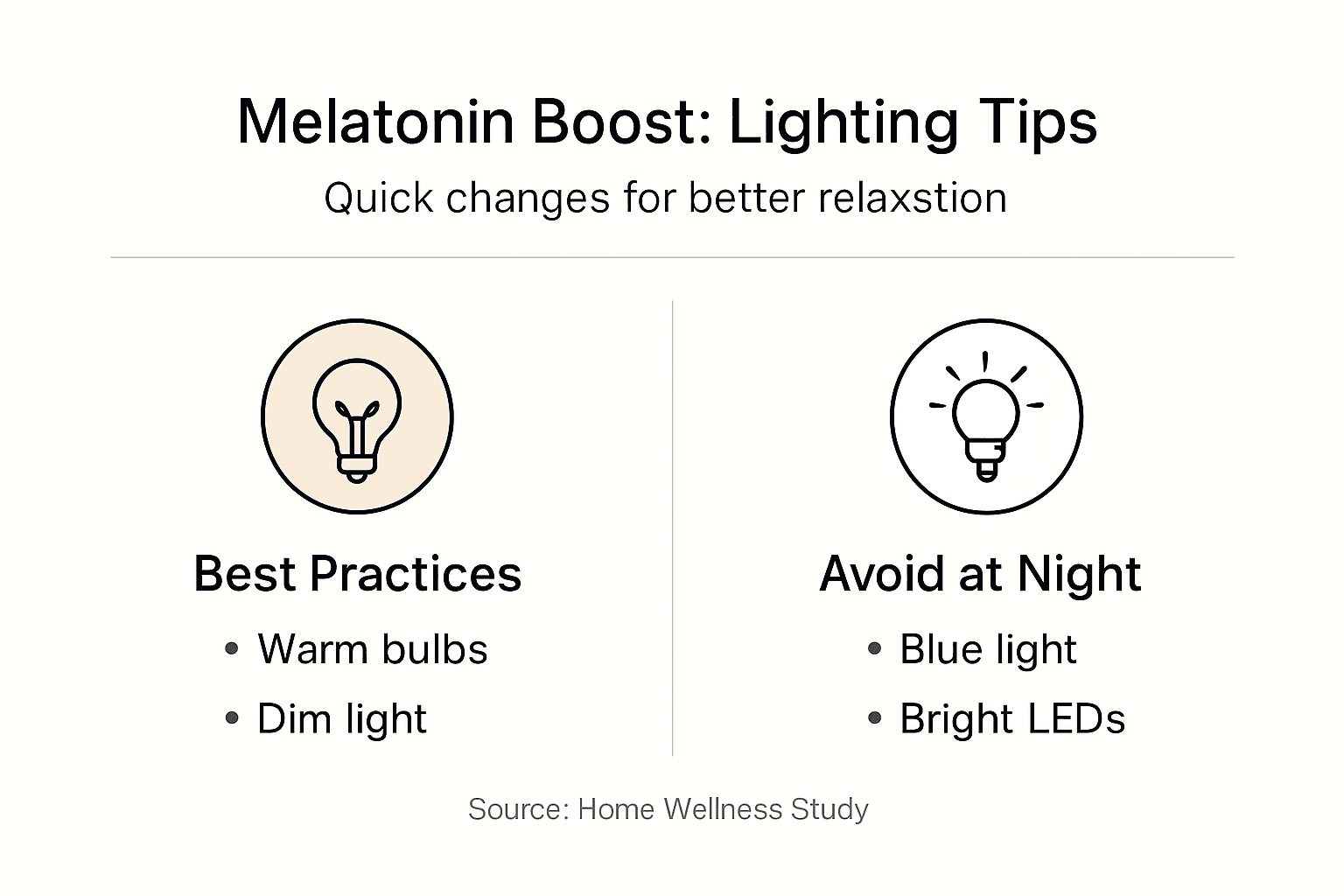 Infographic with lighting tips for melatonin boost