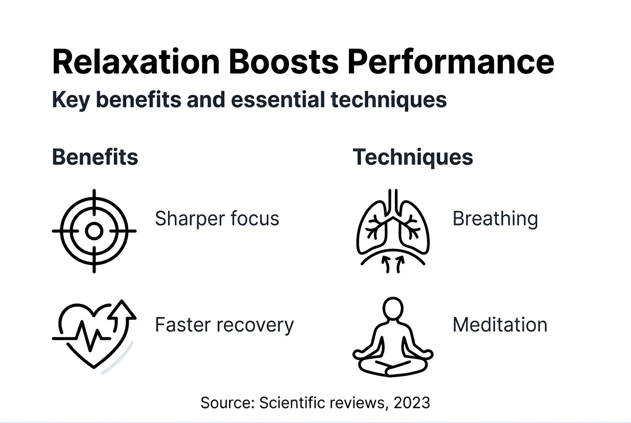 Infographic summarizing relaxation benefits and techniques
