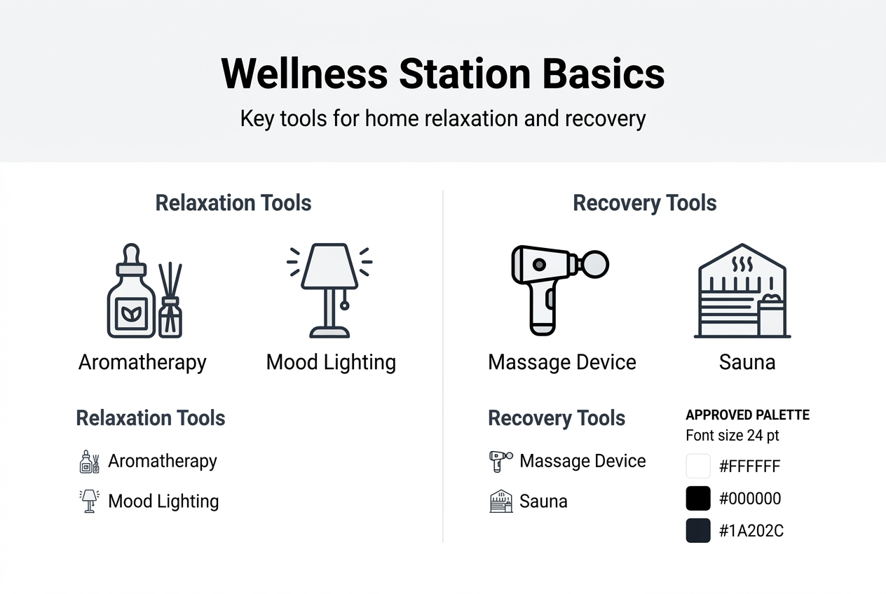 Infographic on home wellness station essentials