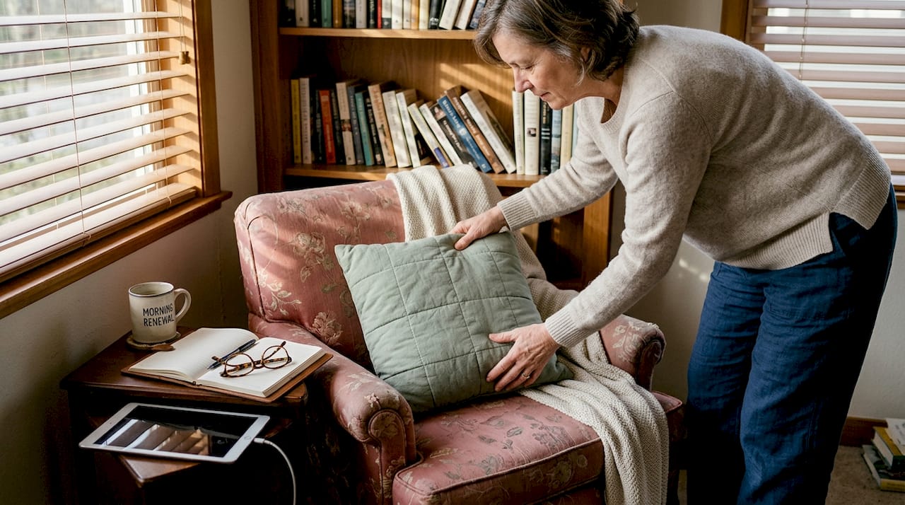 Woman preparing morning relaxation spot