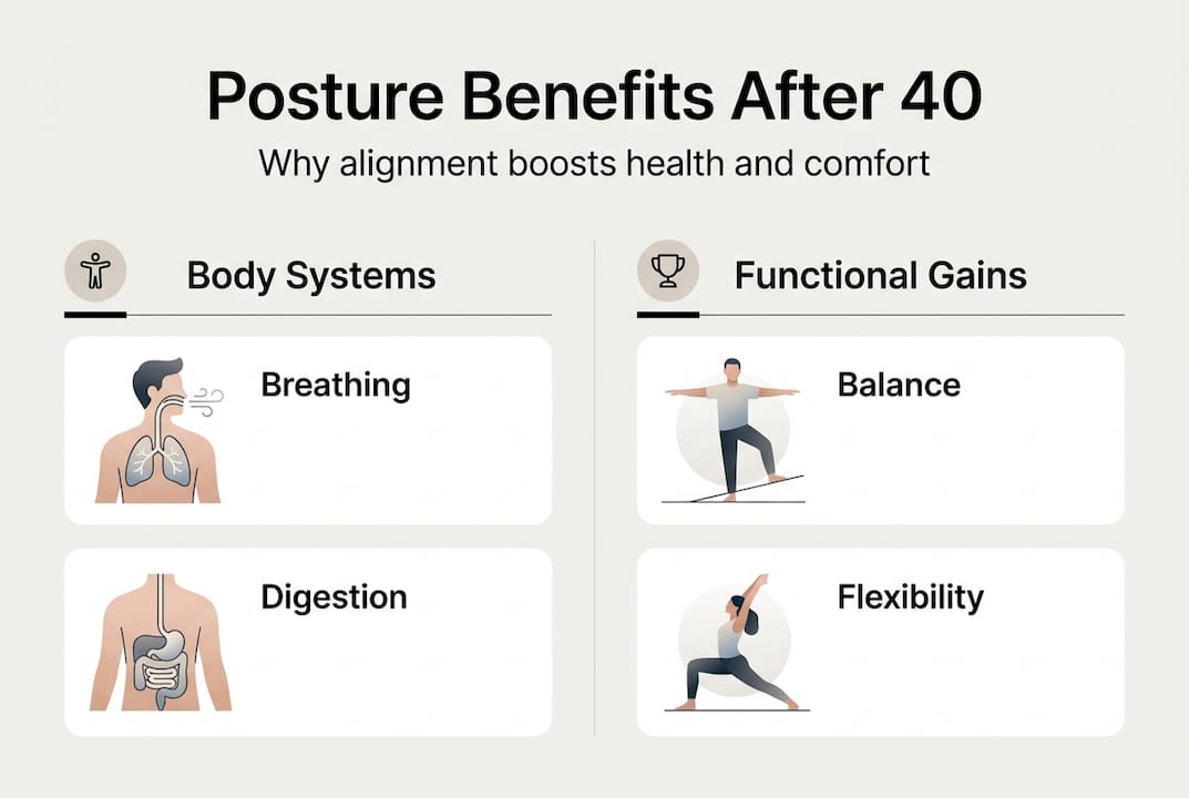 Infographic showing posture benefits for adults