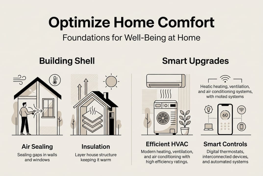 Infographic summarizing home comfort strategies