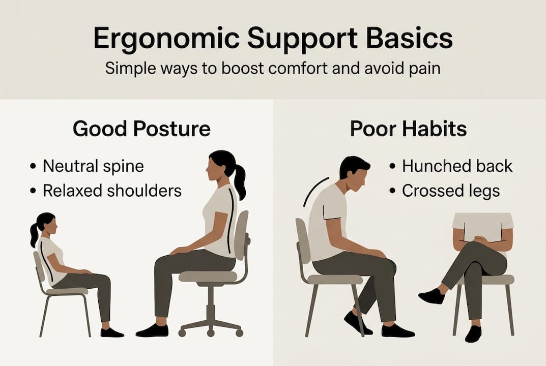 Infographic contrasting good and poor posture habits