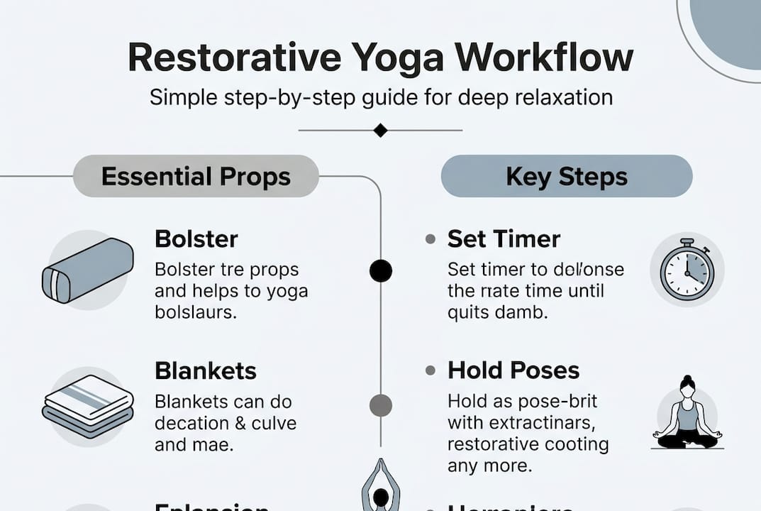 Infographic showing restorative yoga workflow steps