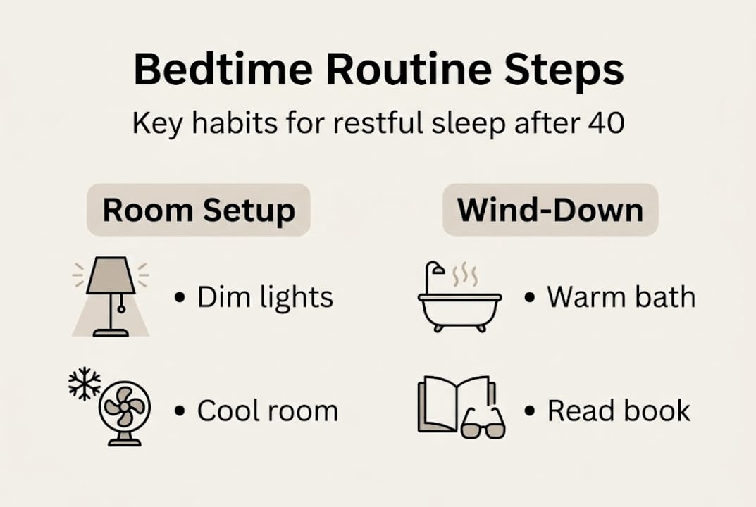 Infographic summarizing bedtime routine steps